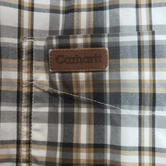 Carhartt Mens Gray/ Brown Plaid Short Sleeve Outdoorsman Shirt.,size XXL. - Picture 4 of 6